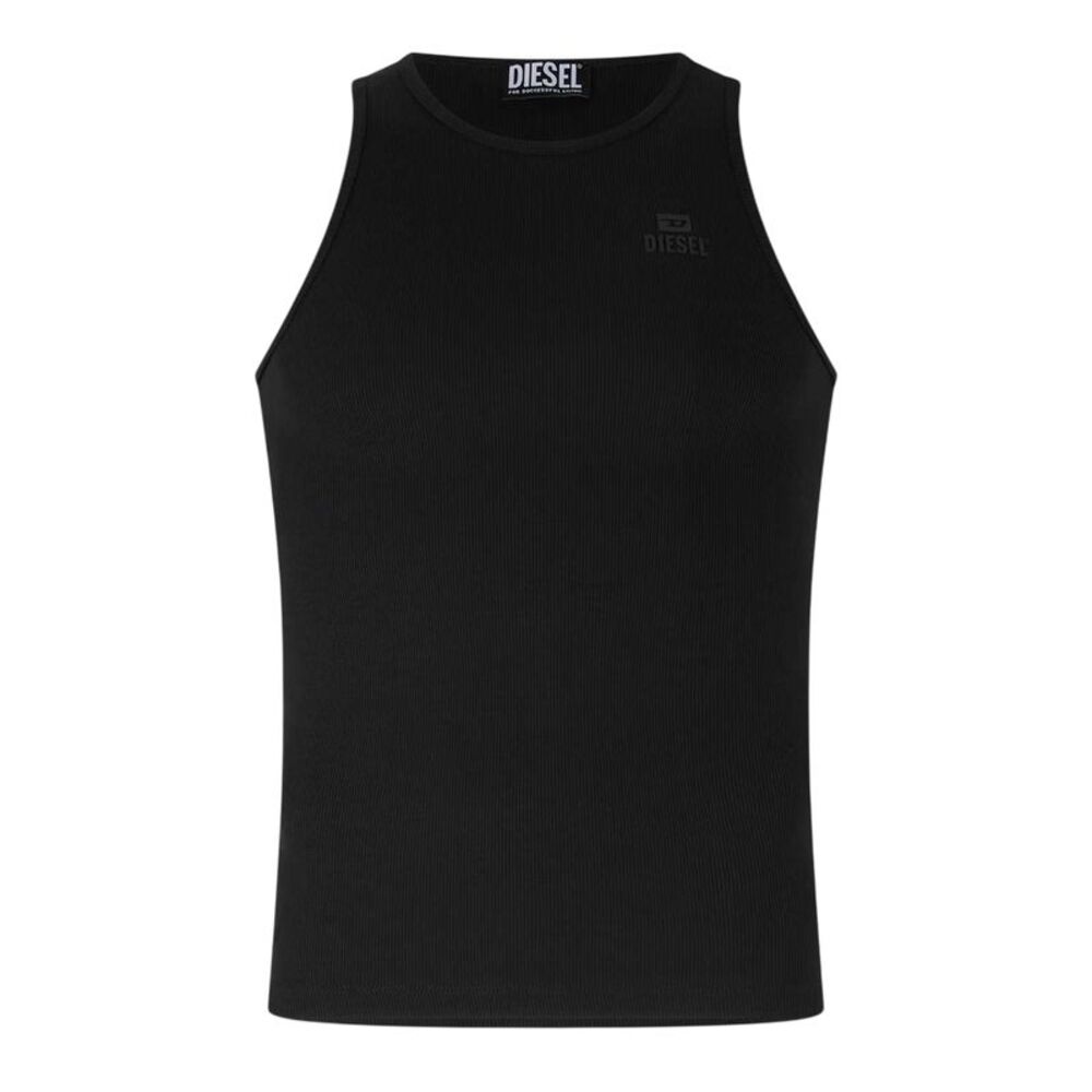 Diesel Mens Liftynew Out Logo Ribbed Tank Top / Caviar